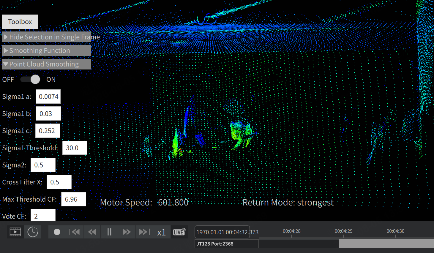 Point Cloud Smoothing 开启后
