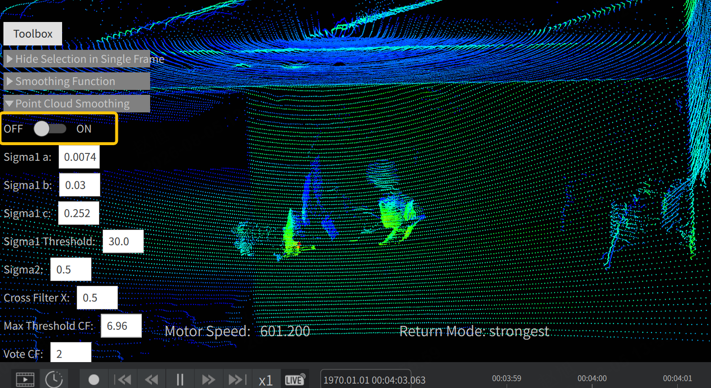 Point Cloud Smoothing 开启前